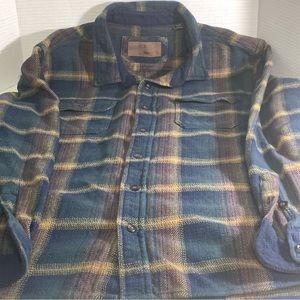 Orvis Blue Green Brown Yellow Plaid Button Up Shirt Jacket -Shacket XL